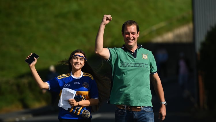 Supporters arrive prior to the Armagh County Senior Football Championship Final match between Crossmaglen Rangers and Maghery Seán MacDiarmada at the Athletic Grounds in Armagh.