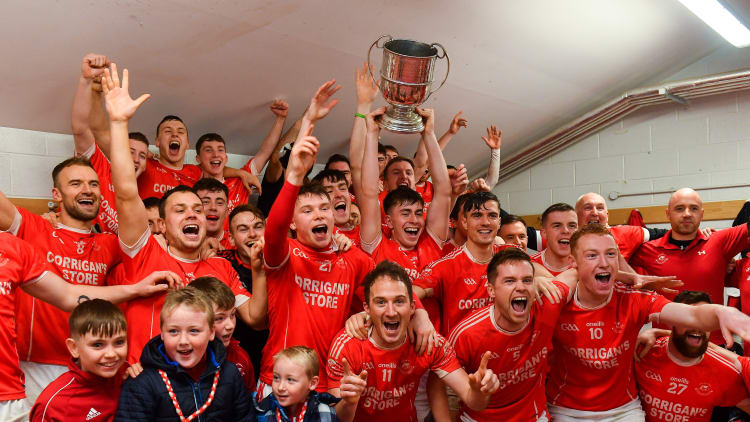 The Ballintubber players celebrate their Mayo SFC Final victory over Breaffy.