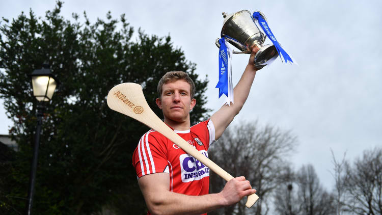 Cork hurler Bill Cooper pictured with the Allianz Hurling League Division 1 trophy ahead of Sunday's first-round clash with Kilkenny.