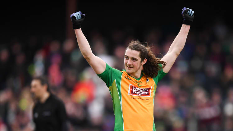 Corofin's Kieran Molloy celebrates after victory over Gaoth Dobhair in the AIB All-Ireland Club SFC semi-final.