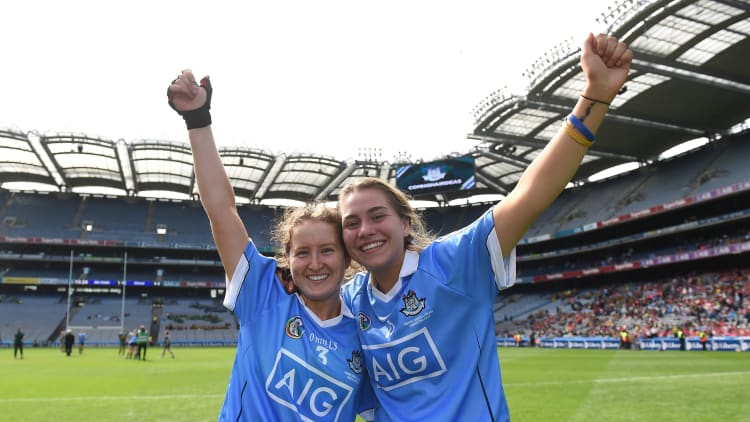 Dublin Camogie players Niamh Gleeson and Aoibhe Dillon.