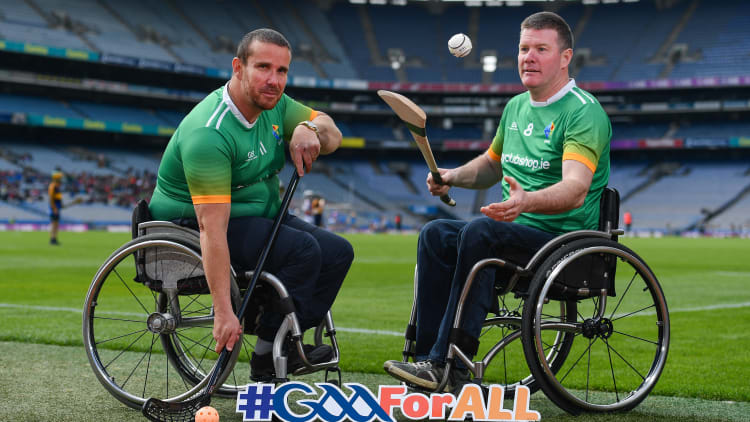 GAA International Wheelchair representative team team captain Pat Carty, right, and vice-captain, James McCarthy, pictured in Croke Park at the announcement of the first ever GAA International Wheelchair representative team.