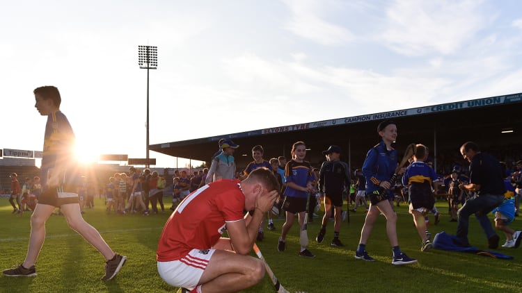 Simon Kennefick of Cork dejected following the 2019 Bord Gais Energy Munster GAA Hurling Under 20 Championship Final match between Tipperary and Cork at Semple Stadium in Thurles, Co Tipperary.