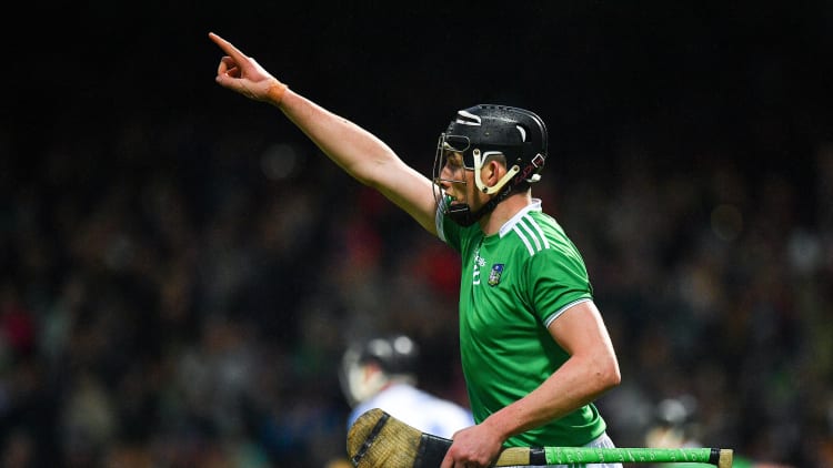 Gearoid Hegarty of Limerick celebrates after scoring his side's first goal of the game during the Allianz Hurling League Division 1 Group A Round 3 match between Limerick and Waterford at LIT Gaelic Grounds in Limerick.
