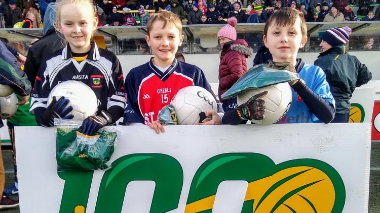 Walterstown GFC's 100 Touch Challenge finalists: Aoife Barry, representing Lismullen NS, James Lusk from St Anne's NS in Navan and Sean O'Brien from Are Ri NS.