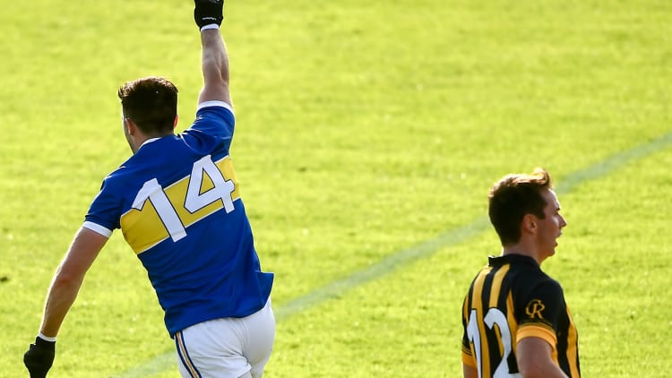 Aidan Forker of Maghery Seán MacDiarmada celebrates after scoring his side's third goal during the Armagh County Senior Football Championship Final match between Crossmaglen Rangers and Maghery Seán MacDiarmada at the Athletic Grounds in Armagh.