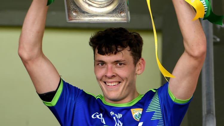 Kerry captain David Clifford lifts the cup after the Allianz Football League Division 1 Round 7 match between Kerry and Donegal at Austin Stack Park in Tralee, Kerry.