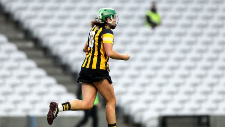 Miriam Walsh celebrates after scoring a goal for Kilkenny.