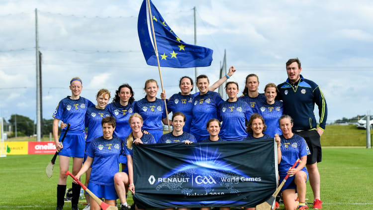 The Europe Rovers Native Born Camogie squad during the Renault GAA World Games 2019 Day 2 at WIT Arena, Carriganore, Co. Waterford United.