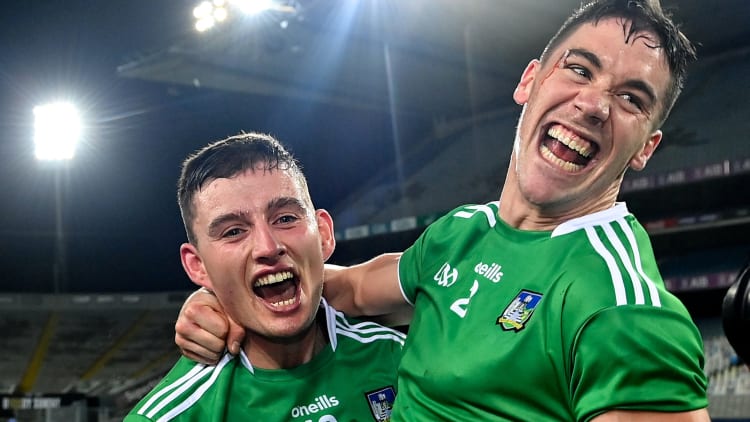 Gearoid Hegarty (left) and Sean Finn were among the nine Limerick hurlers to win PwC All-Stars with Hegarty also being honoured as the PwC Hurler of the Year.