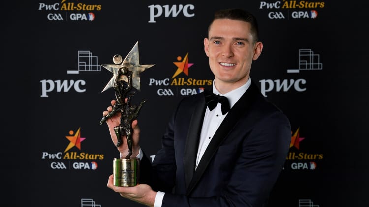 Brian Fenton of Dublin with his PwC GAA/GPA Footballer of the Year award for 2020.