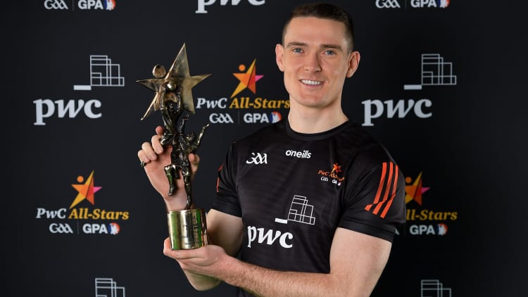 Brian Fenton of Dublin with his PwC GAA/GPA Footballer of the Year award for 2020.
