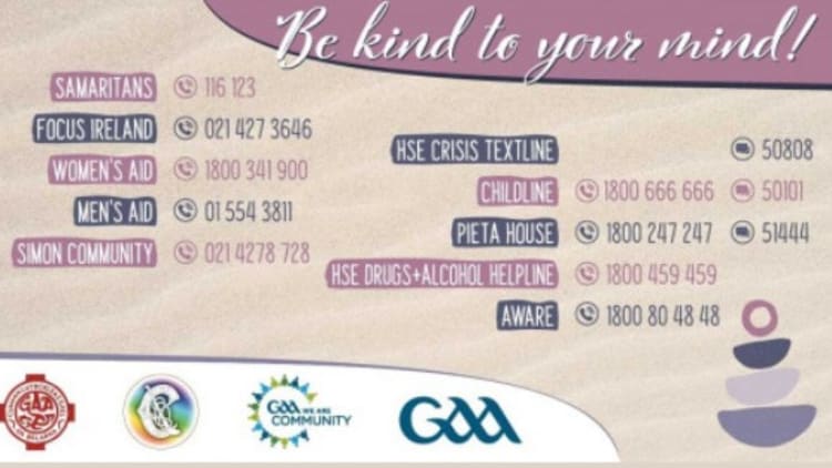 Blarney GAA have launched a 'Be Kind to Your Mind' campaign.
