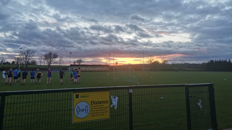 The sun sets on U-15 training earlier this week at Kilglass Gaels GAA club.