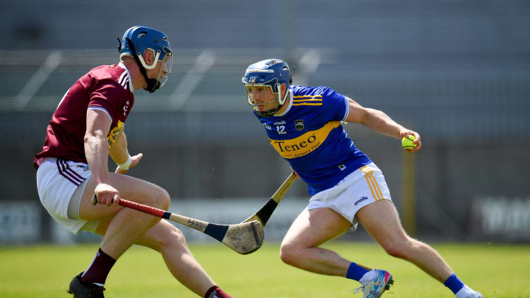Willie Connors, Tipperary, and Peadar Scally, Westmeath, in Allianz Hurling League action at TEG Cusack Park.