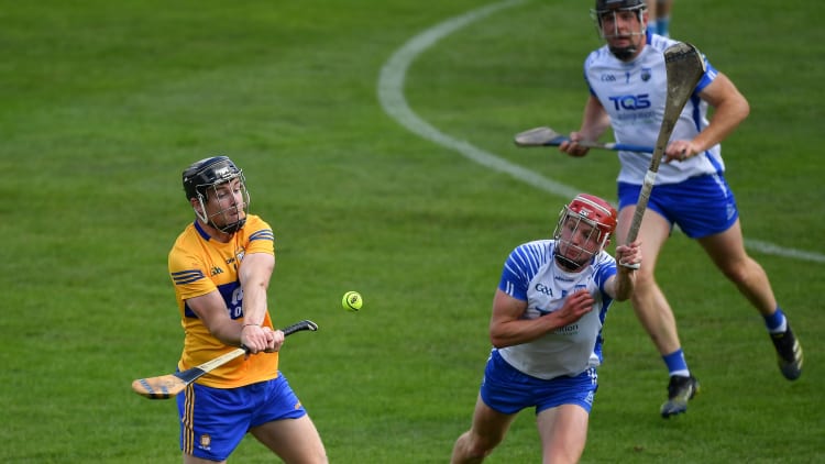 Tony Kelly of Clare in action against Calum Lyons of Waterford during the Munster GAA Hurling Senior Championship Quarter-Final match between Waterford and Clare at Semple Stadium in Thurles, Tipperary.