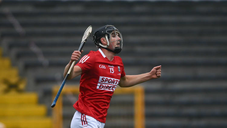 Pádraig Power of Cork celebrates his side's first goal during the 2020 Bord Gáis Energy GAA Hurling All-Ireland U20 Championship Final match between Dublin and Cork at UPMC Nowlan Park in Kilkenny.