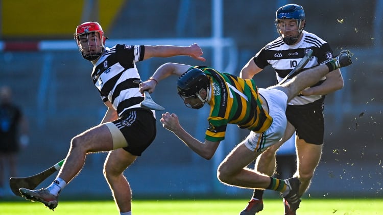 Eoin Downey, Glen Rovers, and Ciarmhac Smyth, Midleton, during the Cork SHC Final at Páirc Uí Chaoimh.