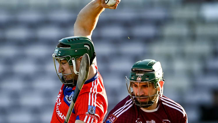 Fintan Burke, St Thomas', and Cian Salmon, Clarinbridge, in action during the Galway SHC Final at Pearse Stadium.