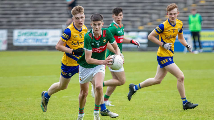 Shane Cunningham on the charge for Mayo.