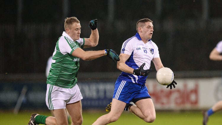Fintan Cregg, Connacht, and Dean Healy, Leinster, in action at Parnell Park.