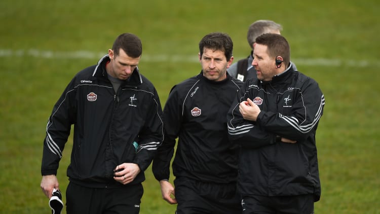 Kildare selectors Ronan Sweeney and Enda Murphy with manager Cian O'Neill.