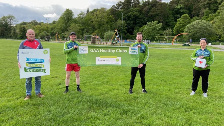 Pictured right to left are Tracey Kelly (Dromahair GAA Healthy Club Officer), Ruairi Kelly (Healthy Club Team & Senior Club Player), Michael Clancy (Healthy Club Team & Senior Club Player) and Dermot O’Donohoe (Dromahair Club Chairperson).