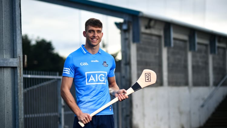 Dublin Senior Hurler Chris Crummey in attendance at Parnell Park to help Dublin GAA and sponsors AIG Insurance to officially launch the new Dublin jersey.