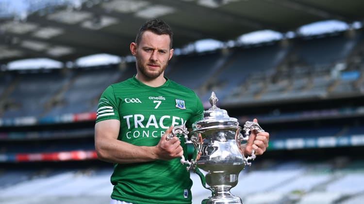 Declan McCusker of Fermanagh during the Tailteann Cup launch at Croke Park in Dublin.