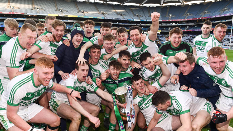 Ballyhale Shamrocks players celebrate with the Tommy Moore Cup after victory over Borris-Ileigh in the AIB All-Ireland Club SHC Final.