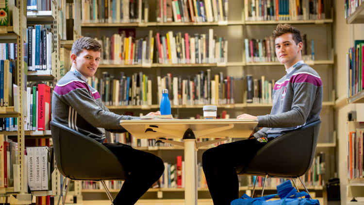 NUIG's Eoin O'Donoghue and Robert Finnerty pictured at the launch of Electric Ireland's Sigerson and Fitzgibbon Cup sponsorship for 2020.