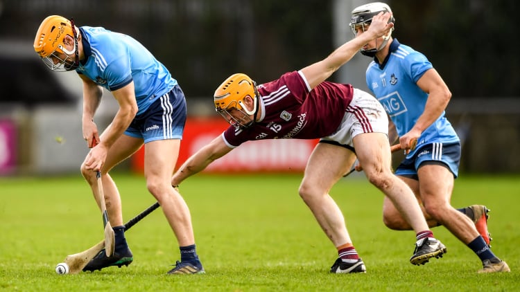 Cian O'Callaghan, Dublin, and Davy Glennon, in Walsh Cup Semi-Final action at Parnell Park.
