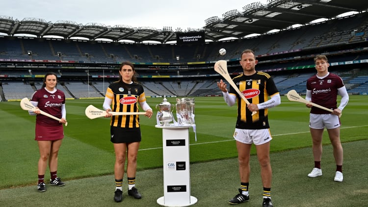 Sarah Healy of Galway, left, Miriam & Padraig Walsh of Kilkenny and Shane Cooney of Galway in attendance during the launch of the Littlewoods Ireland Camogie Leagues Finals and All-Ireland Senior Hurling Championship at Croke Park in Dublin. The Littlewoods Ireland Division 1 Camogie League final is live on RTE this Sunday the 20th June at 7.30pm. The All-Ireland Senior Hurling Championship begins Saturday 26th of June #StyleOfPlay.