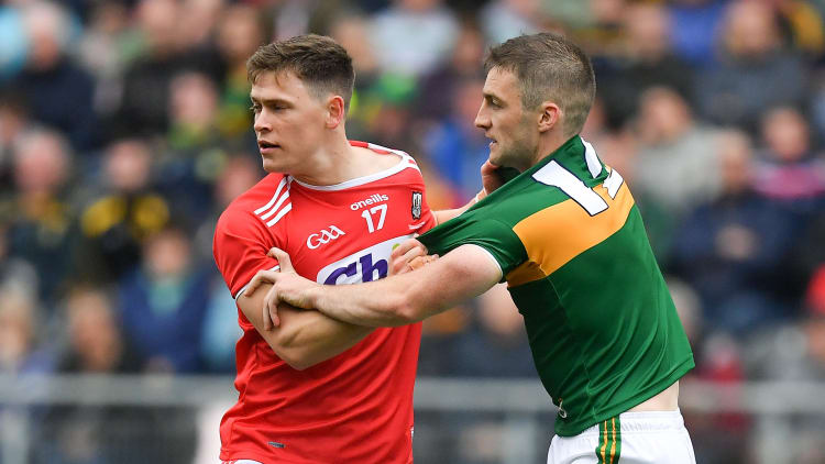 Kevin O’Donovan of Cork and Stephen O'Brien of Kerry pictured during the 2019 Munster GAA Football Senior Championship Final.