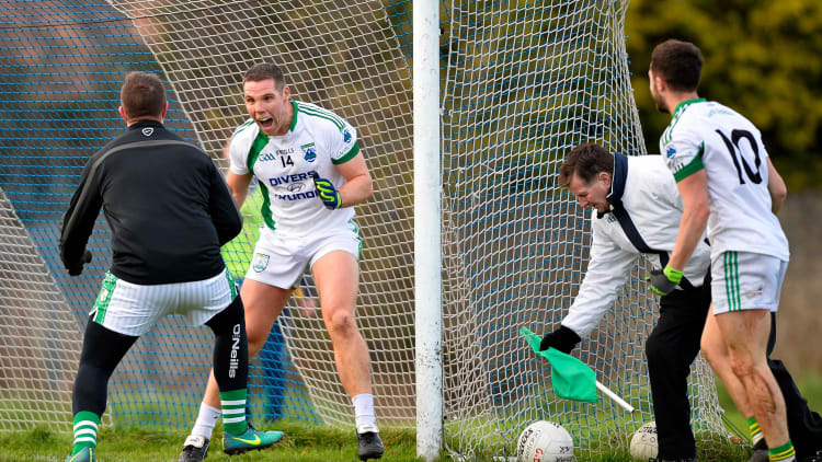 Kevin Cassidy celebrates after scoring a goal for Gaoth Dobhair.
