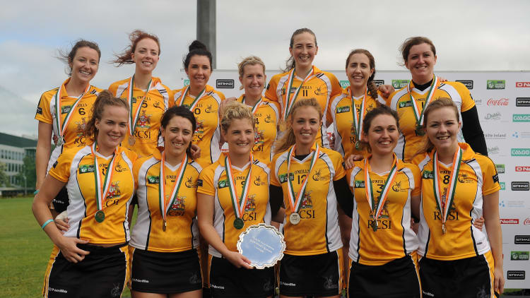 Middle East celebrate after winning the GAA World Games Camogie Plate during Day 3 of the Etihad Airways GAA World Games 2016 at UCD in Dublin.
