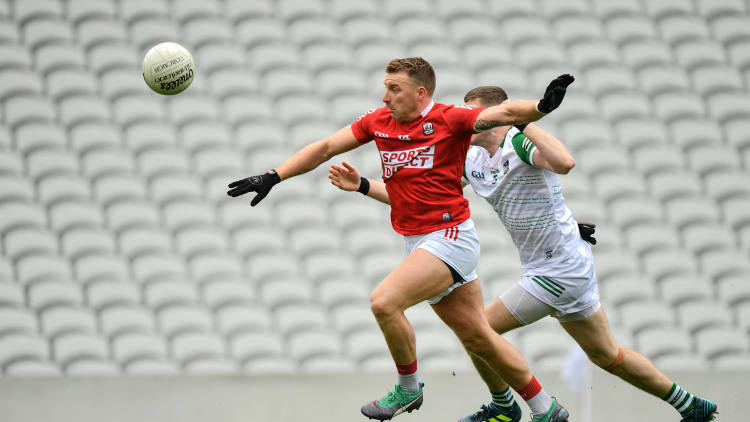 Brian Hurley, Cork, and Brian Fanning, Limerick, in All Ireland SFC Round Two action at Páirc Uí Chaoimh.