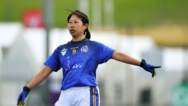 Wenjing Zhuang of Europe Eagles in their Ladies Football Native Born tournament game against St Colmcilles, Britain, during the 2019 Renault GAA World Games 2019 Day 3 at WIT Arena, Carriganore, Co. Waterford.