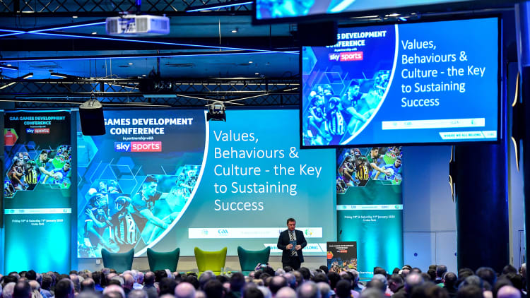 Dr Peter Horgan, GAA Education Officer, speaking at the 2020 GAA Games Development Conference, in partnership with Sky Sports.